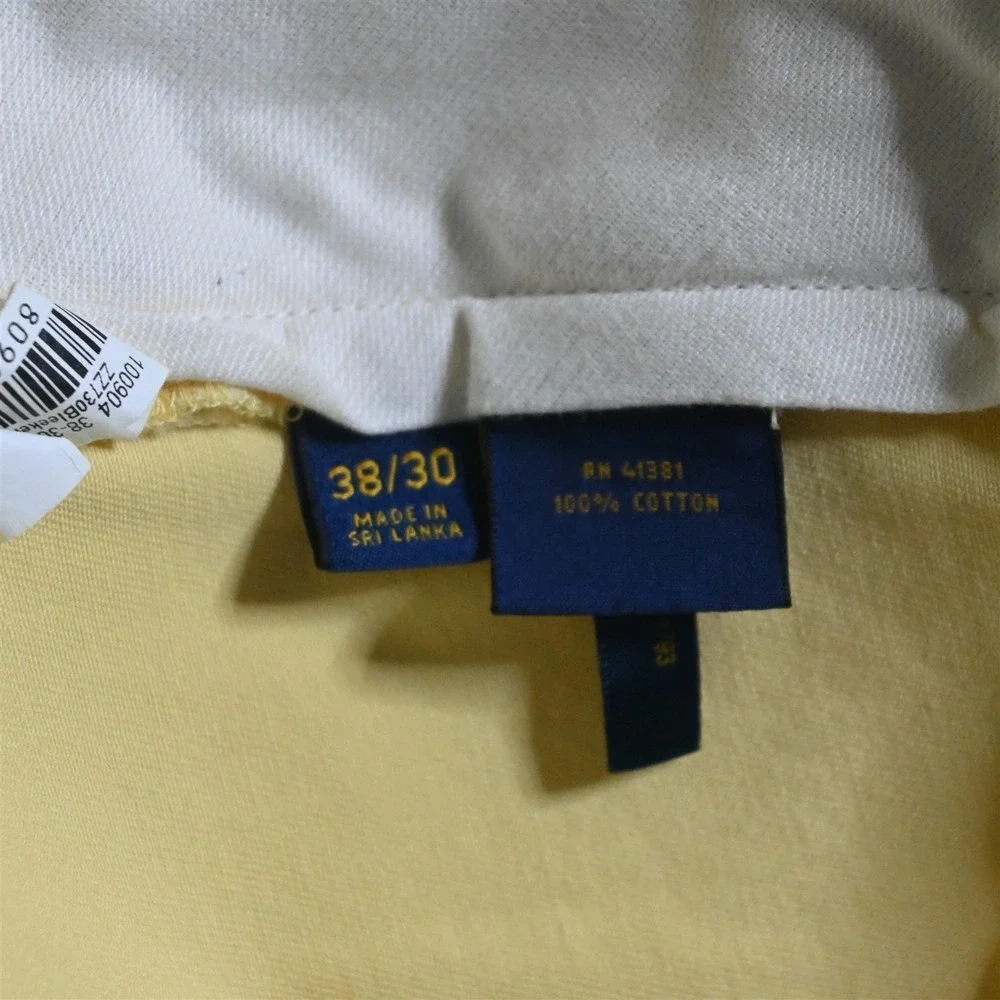 Polo Ralph Lauren 38x30 Yellow 100% Cotton Recent Classic Fit Mens Chino Pants